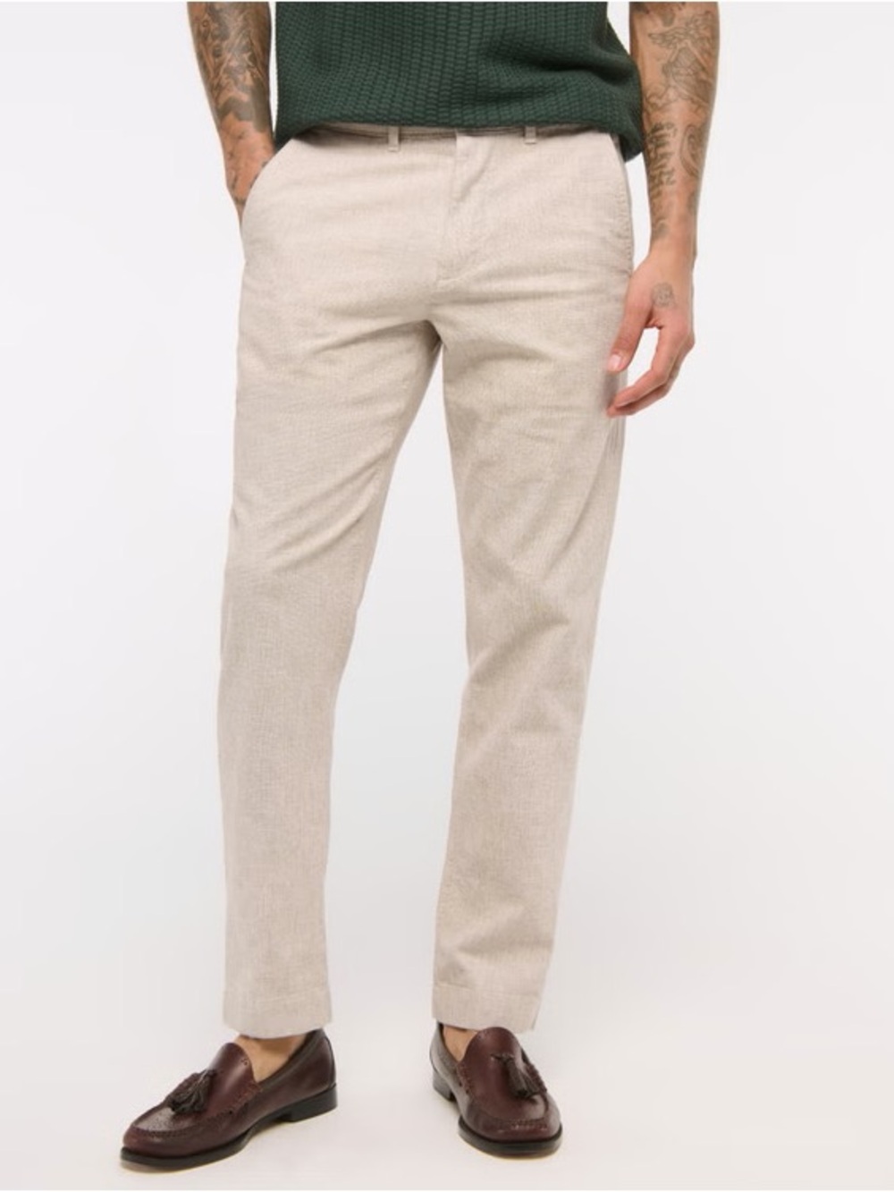 Abercrombie & Fitch Straight Stretch Linen Blend Pants